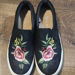 Big Buddha Black Floral Embroidered Sneakers